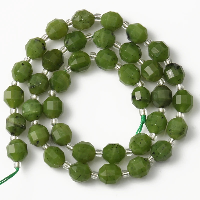 8mm Faceted Green Canadian Jades Loose Beads 15''Strands