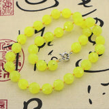 8mm Olive Green Jades Faceted Round Bead Necklace Wedding Christmas Jewelry