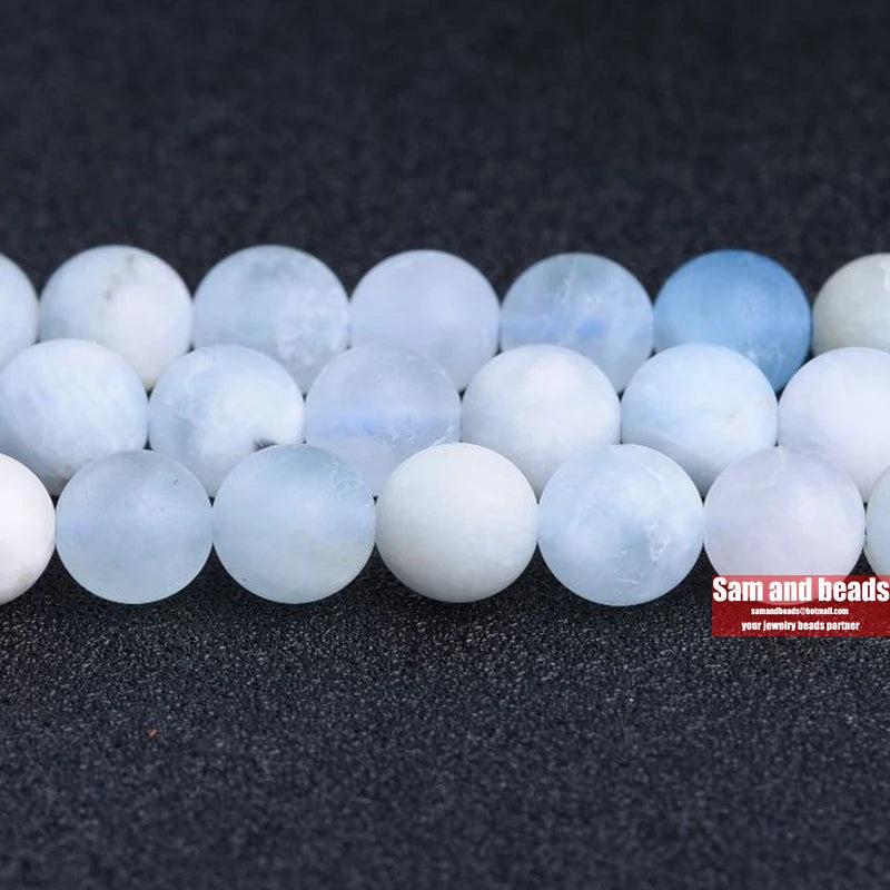 Matte Ice Aquamarine Beads 4-10MM DIY Spacer Beads for Jewelry Making