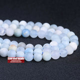 Matte Ice Aquamarine Beads 4-10MM DIY Spacer Beads for Jewelry Making