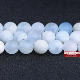 Matte Ice Aquamarine Beads 4-10MM DIY Spacer Beads for Jewelry Making