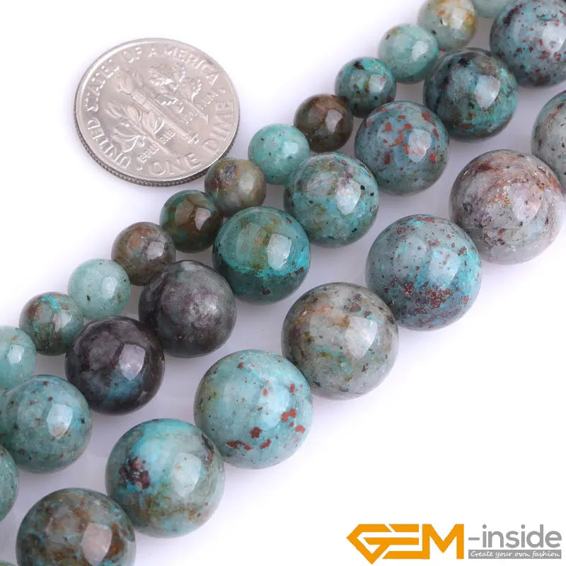 Green Chrysocolla Round Beads 15 inch Strand 6mm 8mm 10mm