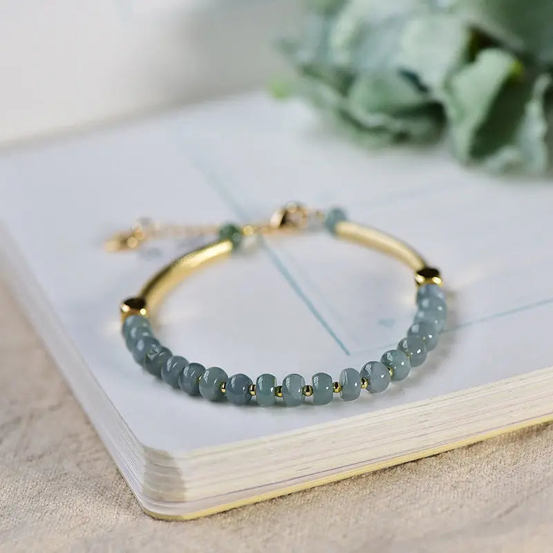 Natural Stone Abacus Beads Bracelet Jade Bangle Lucky Chakra