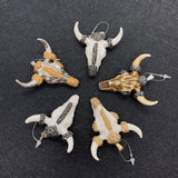 Natural Stone Acrylic Bull Head Pendant Necklace with Rhinestone