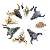 Vintage Bull Skull Necklace Pendant for Jewelry Making