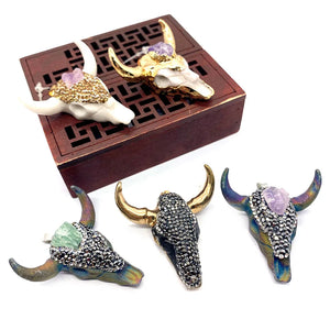 Vintage Bull Skull Necklace Pendant for Jewelry Making