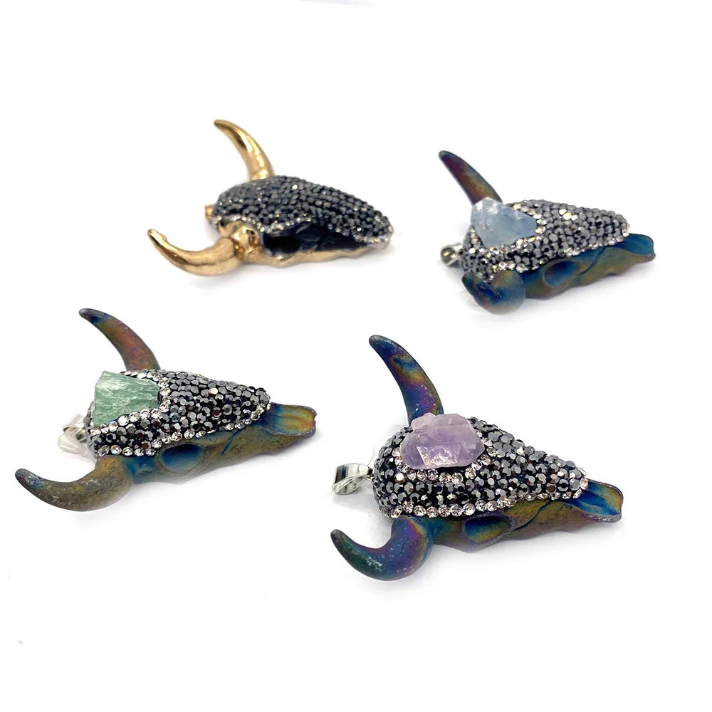 Vintage Bull Skull Necklace Pendant for Jewelry Making