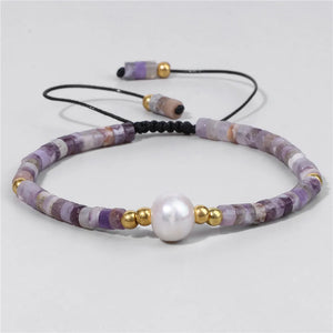 Natural Stone Adjustable Bracelet Single Big Pearl Pendant Bracelet