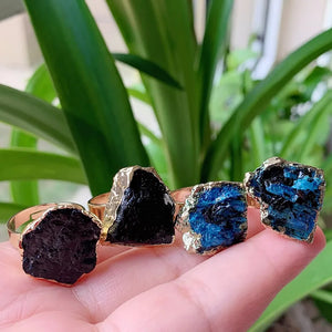Natural Stone Adjustable Ring Tourmaline Kyanites Quartz Rings
