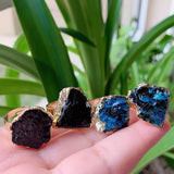 Natural Stone Adjustable Ring Tourmaline Kyanites Quartz Rings