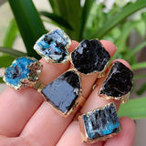 Natural Stone Adjustable Ring Tourmaline Kyanites Quartz Rings