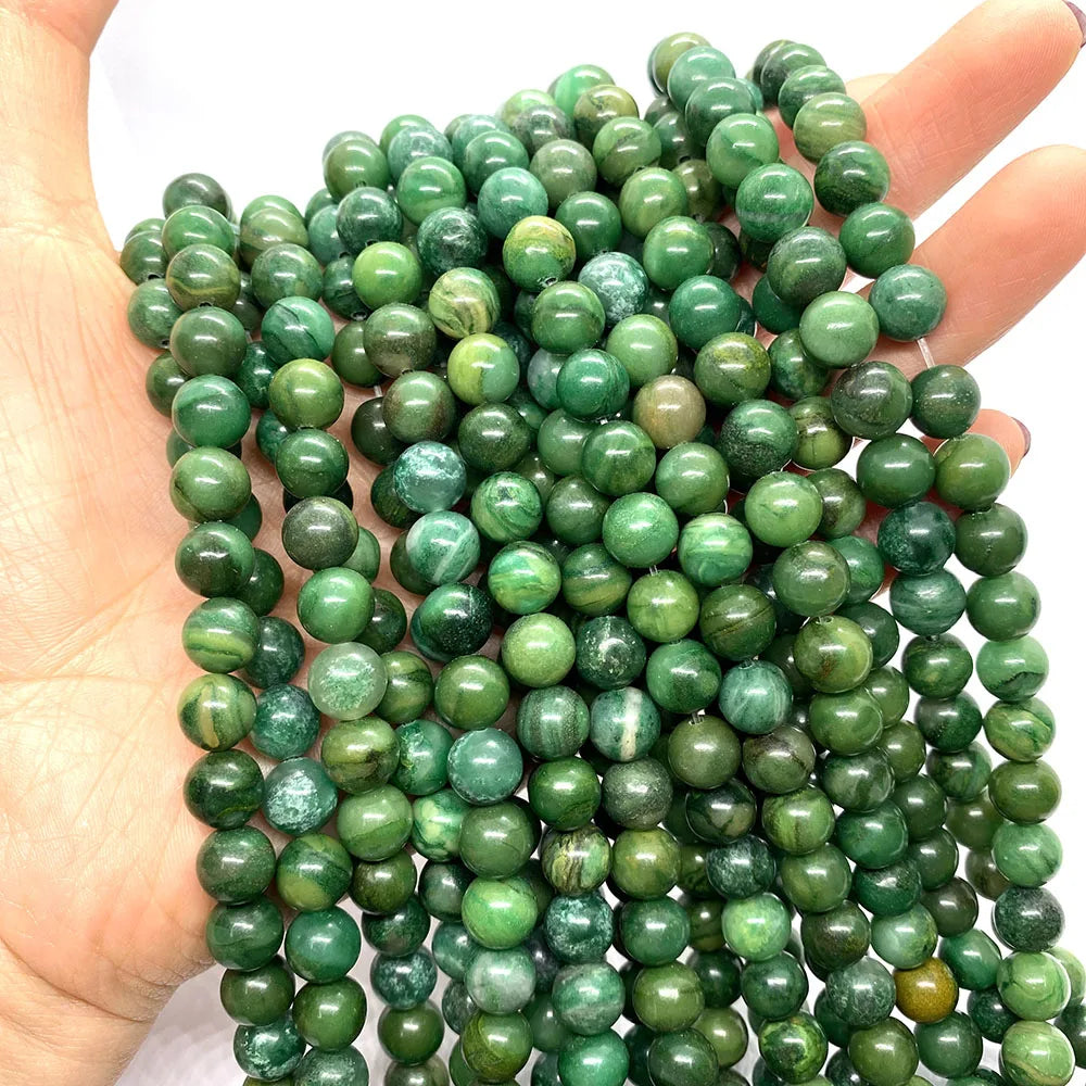 African Jade Round Beads 6-12mm for Vintage Jewelry DIY