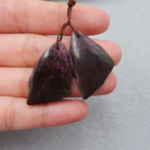 African Purple Stone Gemstone Earring Jewelry 30x20x3mm