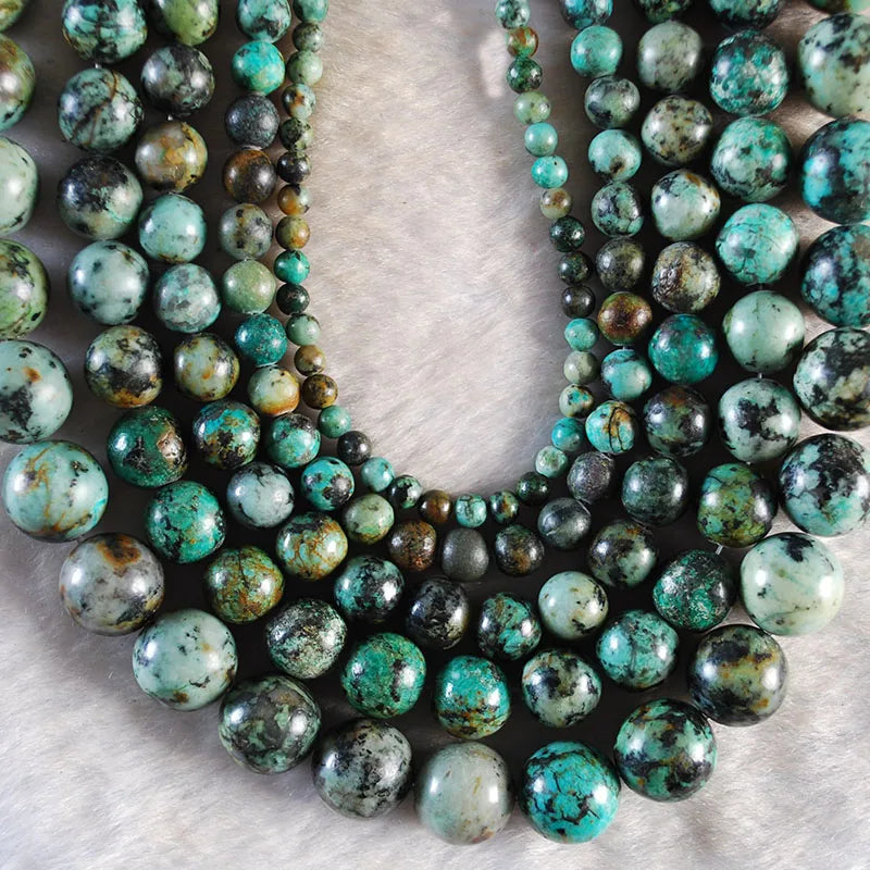 Natural Stone African Turquoises Round Spacer Beads for DIY Bracelet