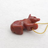 Natural Stone Agate Carved Animal Pendant Bead 36x16x12mm 9g