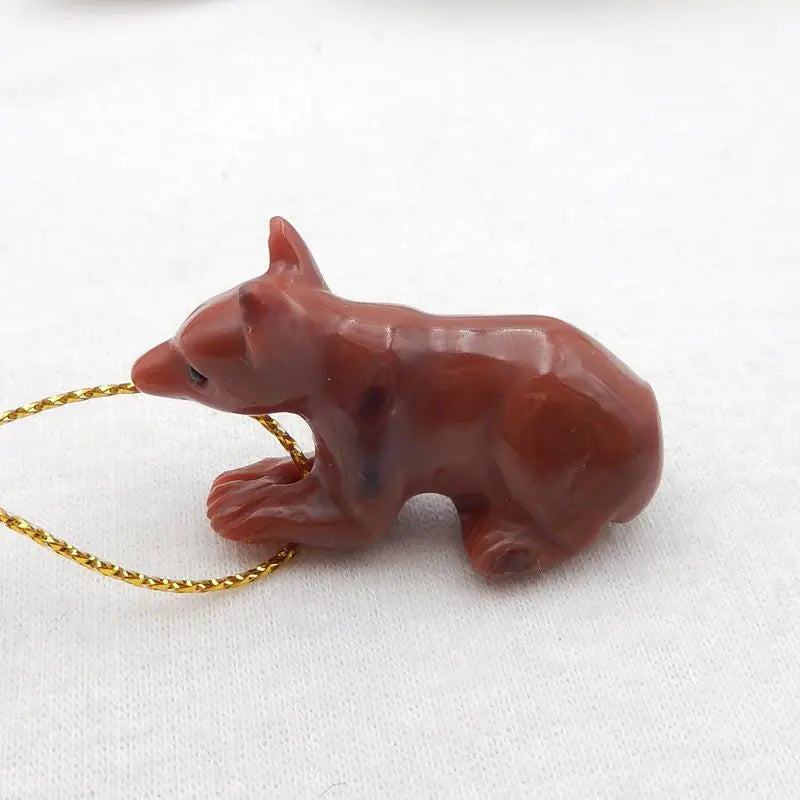 Natural Stone Agate Carved Animal Pendant Bead 36x16x12mm 9g