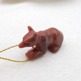 Natural Stone Agate Carved Animal Pendant Bead 36x16x12mm 9g