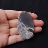 Natural Stone Agate Carved Mermaid Necklace Pendant 56x33x7mm