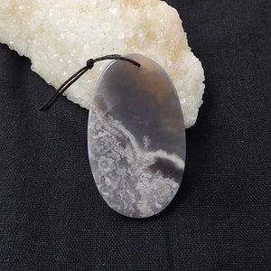 Natural Stone Agate Carved Mermaid Necklace Pendant 56x33x7mm