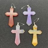 Red Agate Cross Shape Pendant for Jewelry Making