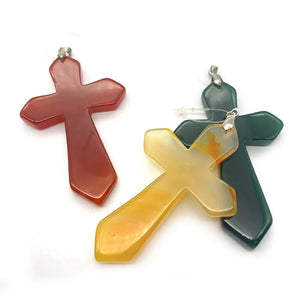 Red Agate Cross Shape Pendant for Jewelry Making