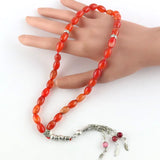 Natural Stone Agate Round Shape 33 Prayer Beads Islamic Rosary Tasbih