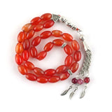Natural Stone Agate Round Shape 33 Prayer Beads Islamic Rosary Tasbih