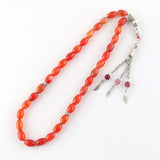 Natural Stone Agate Round Shape 33 Prayer Beads Islamic Rosary Tasbih
