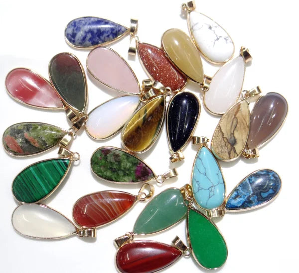 Natural Stone Pendant Beads for Jewelry Making 10pc