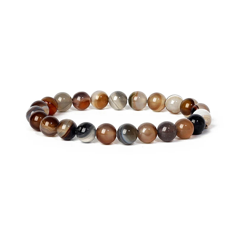 Natural Stone Agates Beads Bracelet 6-8mm Chakra Bangle