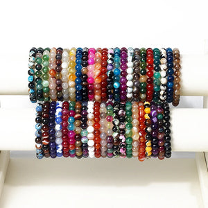 Natural Stone Agates Beads Bracelet 6-8mm Chakra Bangle