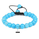 Cracked Agates Bracelet 8mm Round Beaded Adjustable Bangle