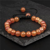 Cracked Agates Bracelet 8mm Round Beaded Adjustable Bangle