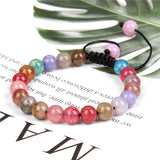Cracked Agates Bracelet 8mm Round Beaded Adjustable Bangle