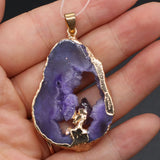 Natural Stone Agates Druzys Necklace Pendant Irregular Shape