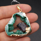 Natural Stone Agates Druzys Necklace Pendant Irregular Shape
