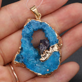 Natural Stone Agates Druzys Necklace Pendant Irregular Shape