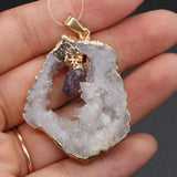 Natural Stone Agates Druzys Necklace Pendant Irregular Shape