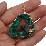Natural Stone Agates Druzys Necklace Pendant Irregular Shape