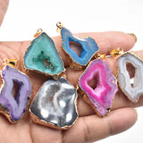 Natural Stone Agates Pendant Irregular Quartz Pendant for DIY Jewelry Making