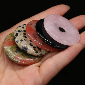 Agates Pendants Big Hole Flat Round Quartzs for DIY Necklace Earrings
