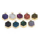 Natural Stone Agates Pendants Multicolor Plated Druzy for Jewelry Making