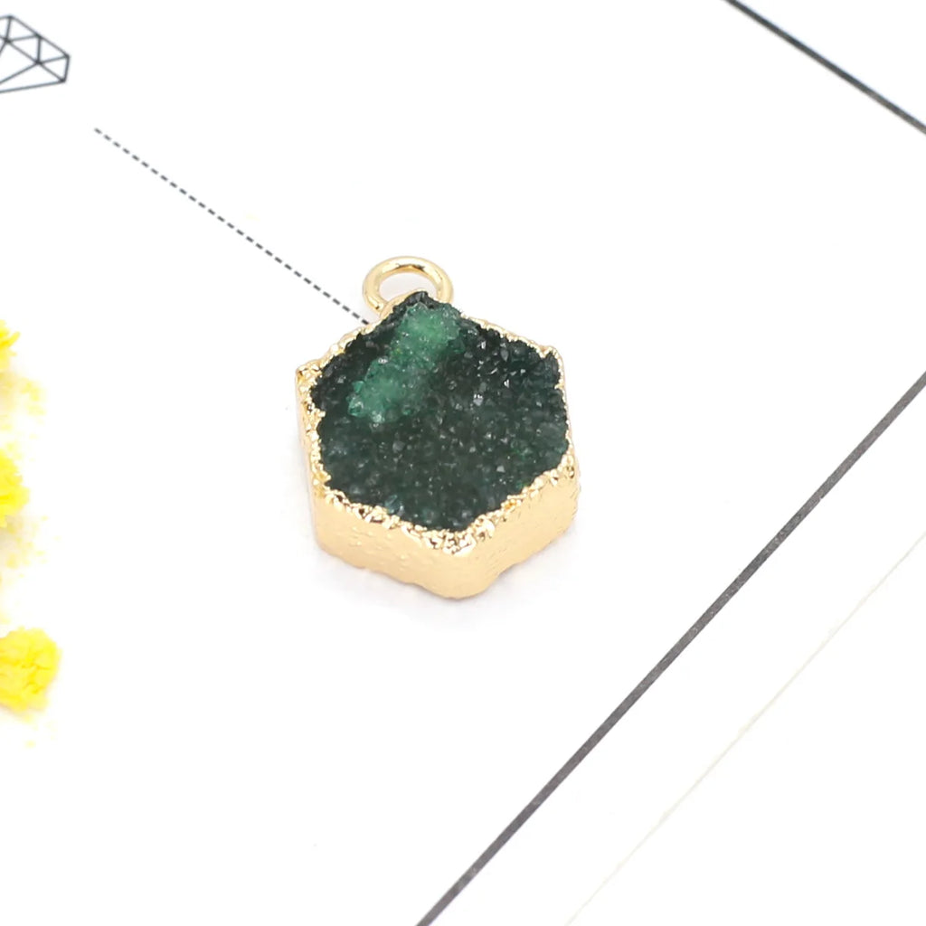 Natural Stone Agates Pendants Multicolor Plated Druzy for Jewelry Making
