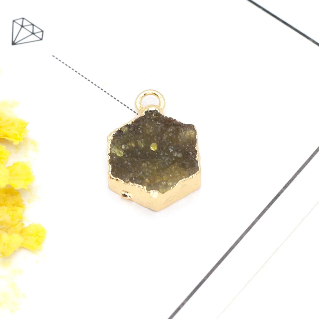 Natural Stone Agates Pendants Multicolor Plated Druzy for Jewelry Making