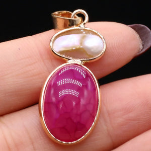 Agates Oval Shape Multi-color Pendant Charms 15x35mm