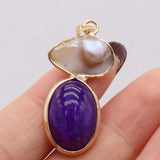 Agates Oval Shape Multi-color Pendant Charms 15x35mm