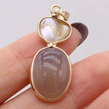 Agates Oval Shape Multi-color Pendant Charms 15x35mm