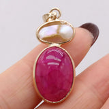 Agates Oval Shape Multi-color Pendant Charms 15x35mm
