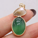 Agates Oval Shape Multi-color Pendant Charms 15x35mm