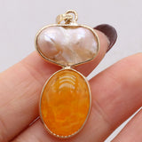 Agates Oval Shape Multi-color Pendant Charms 15x35mm